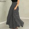 Womens Casual Polka Dot Print Summer High Waist Long Skirts