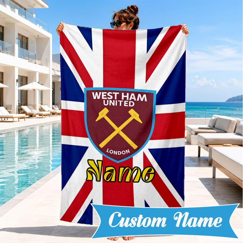 Custom Name Beach Towel hammer Crest Microfiber Beach Towel, Lightweight for Summer Travel, Swimming Pool Fan Birthday Gift