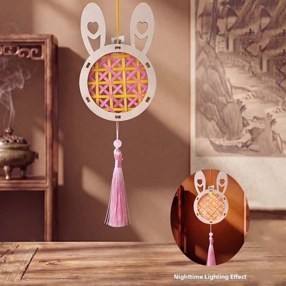 Battery Powered DIY Bamboo Lantern Woven Cartoon Animal Lamp Woven Rabbit Light Home Ornament