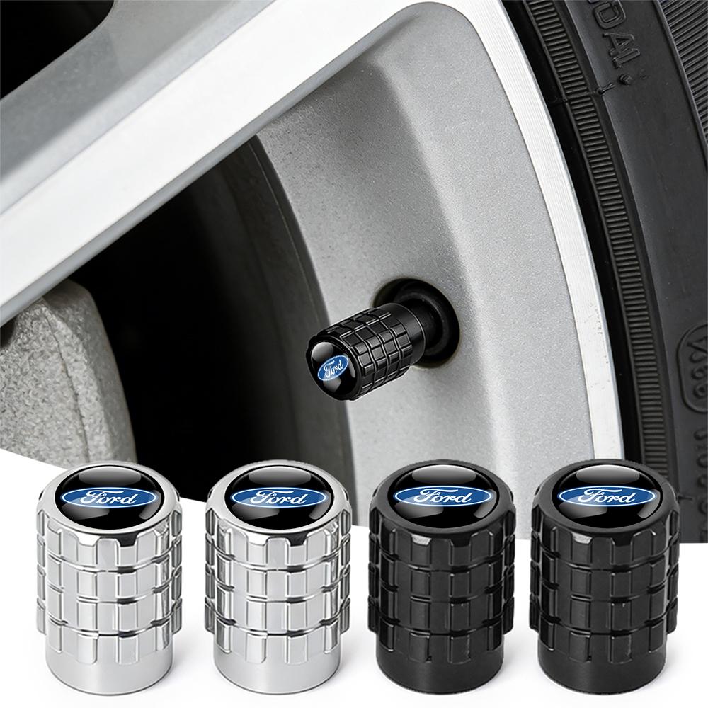 WTBV9 4Pcs Car Metal Wheel Tire Air Valve Dust Caps Accessories With Logo For Ford Kuga Ecosport Transit Focus Mondeo Ranger Fusion ST