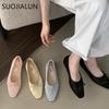 Модные SUOJIALUN Весенние Новые Женские Балетки Модная Сетка Круглый Носок Женские Элегантные Туфли Мэри Джейн Мягкая Подошва Уличные Платье Балетки