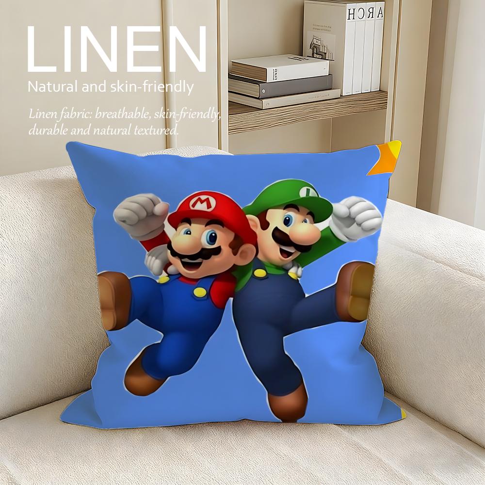 Cartoon Super Plumber Cushion Cover Pillowcase Set Pcs x x Breathable Washable Sofa Cushion Cover