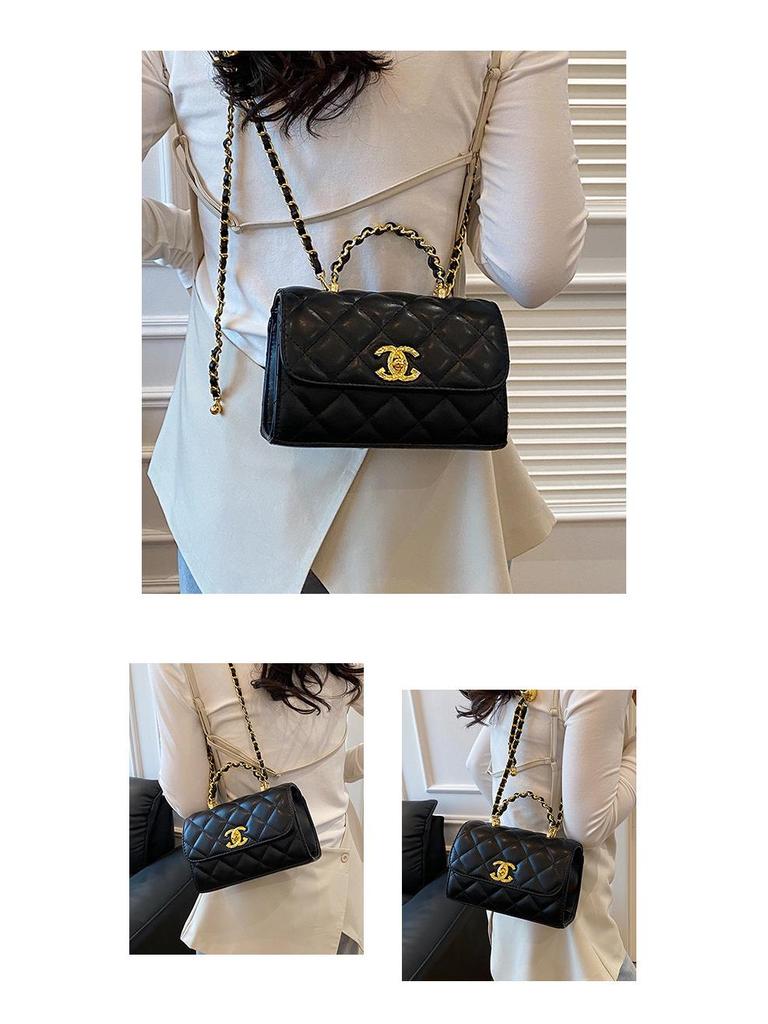 Маленькая сумка кроссбоди Xiangfeng Mini с цепочкой в виде ромбиков и золотым шариком - Красная, Осенняя мода