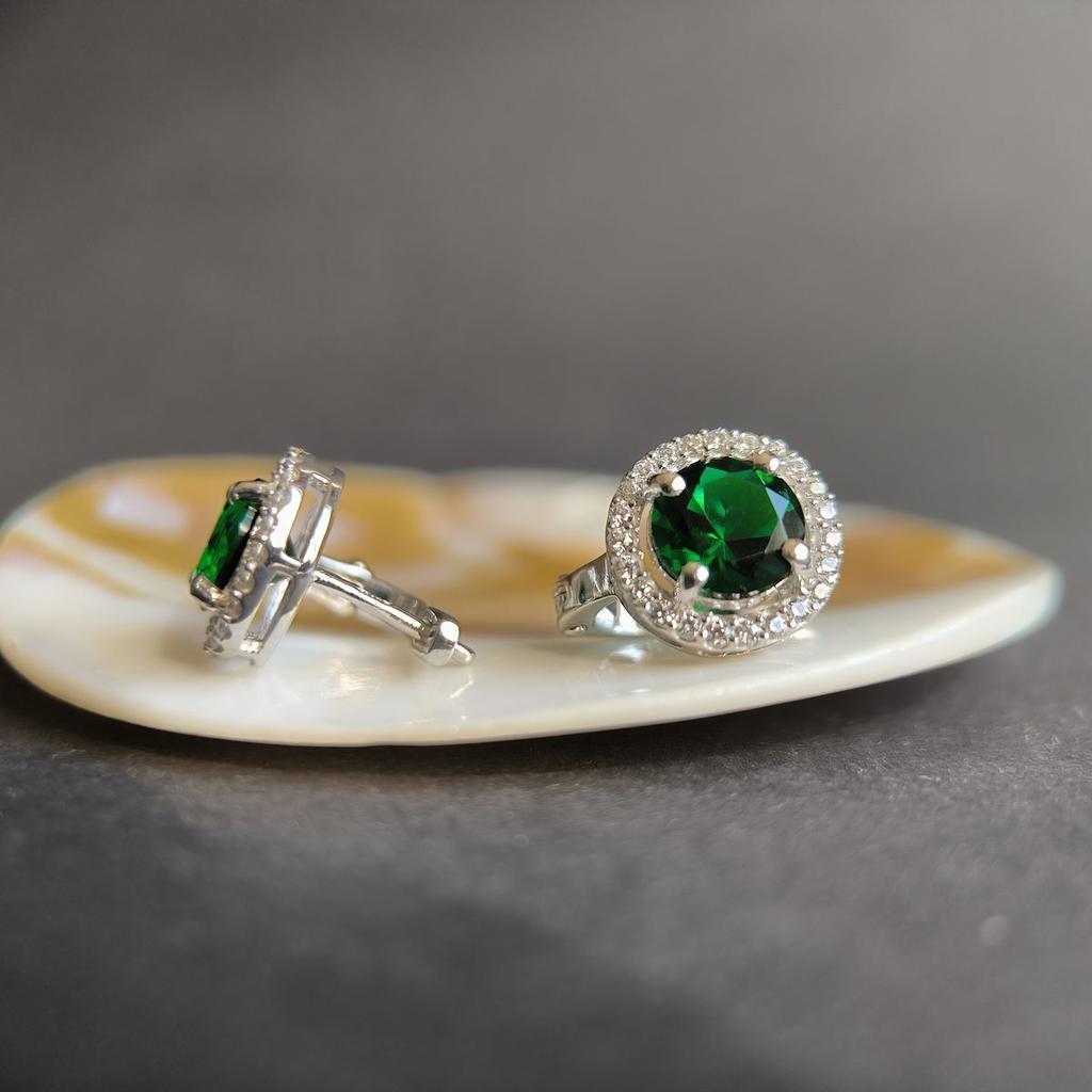 Серебряные серьги с изумрудом nano 3.982ct (2192060)