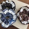 Retro Plaid Check Lace Hair Scrunchies Headbands for Womens Girls Sweet Hair Rope Tie Ponytail Rubber Band Fashion Accessories