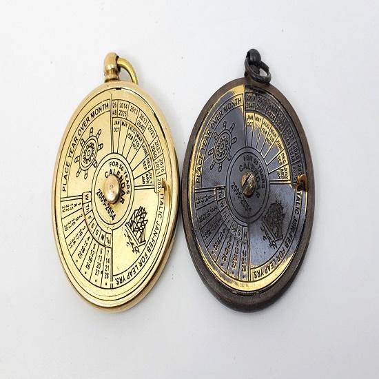 Miniature Brass Calendar, 37, 40 & 50mm, Tiny Working Adjustable 50 or 100 Year Calendar, STEAMPUNK Pendant, Charm, Nautical, Maritime, Key