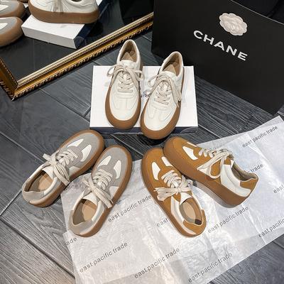 Ощущение коровьей кожи, пятнистые, на толстой подошве, с увеличением высоты, немецкие тренировочные туфли, кеды, цветовая гамма, студенческие, универсальные, повседневные, спортивные туфли, ретро, маленькие