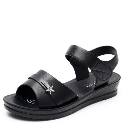 Модные летние женские сандалии из натуральной кожи, винтажные женские сандалии на плоской подошве с ремешком на щиколотке, модные повседневные сандалии на платформе, мягкие туфли для женщин