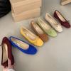 Fashion 6 Colors Women Faux Suede Bowtie Ballets Shoes Ladies Dress Slip On Flats Loafers Female Soft Soled Moccasines Pig Toe Ballerina