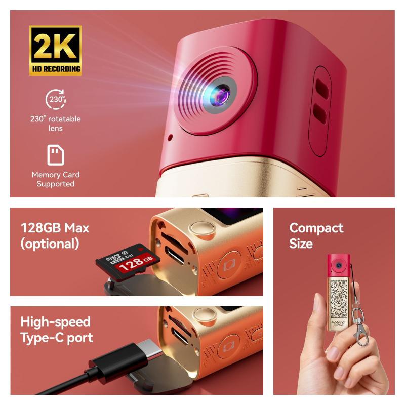 2K Hd Portable Sports Camcorder Thumb Mini Lipstick Camera For Students Outdoor Photography Video Long Battery Keychain
