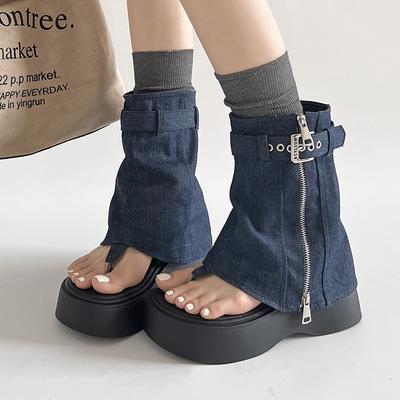 Черные женские сандалии на танкетке и платформе высокого класса, новые летние 2025 года, для ношения с юбкой, повседневные крутые ботинки