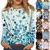 Women's Fashion Casual Floral Printed Round Neck Long Sleeve Pullover Top