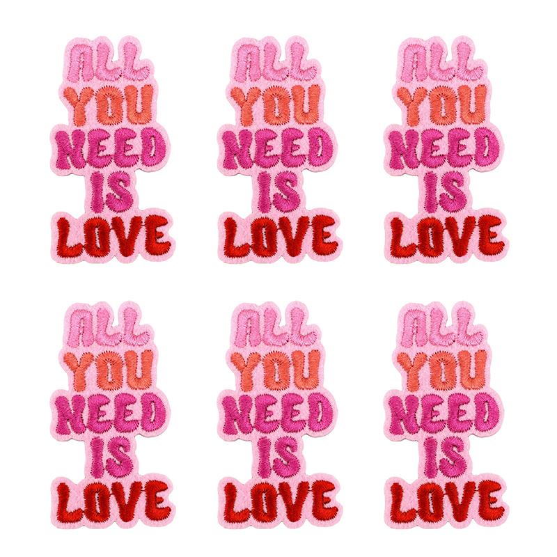 10PCS/lots Valentine's Day Embroidered Patches Pink Love Heart Patch Iron On Patches For Clothing Holiday Decoration Gift DIY