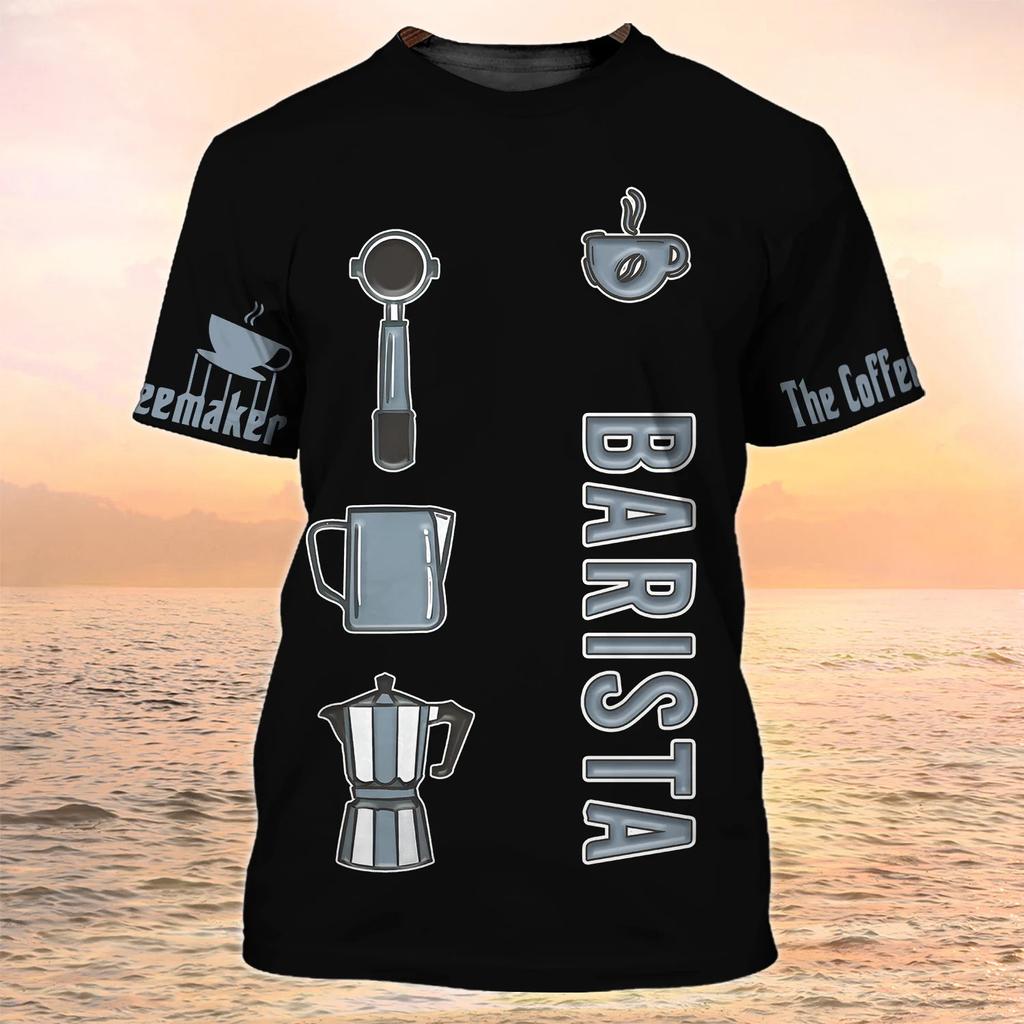 Летняя футболка для косплея «Бариста кафе» с 3d принтом, униформа, рабочая одежда, женские и мужские футболки, уличная одежда, большие женские топы в стиле Харадзюку, футболки