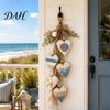 Coastal Style Home Decorations Hanging Heart Wall Decor, 5 Layered Hearts Ornament, Rustic Farmhouse Wood Vintage Whitewashed Sign Sign,