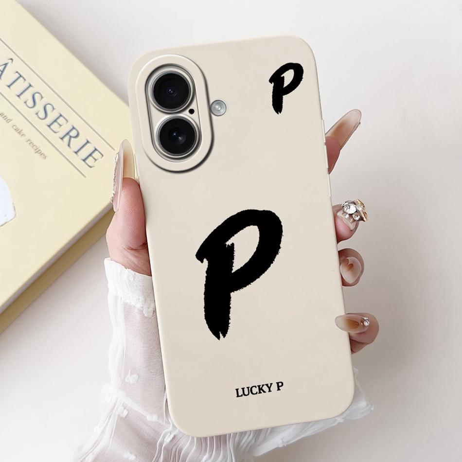 For iPhone 17 17Air Lucky Initial Letter Phone Case For iPhone17 17 Air Soft Silicone Shockproof Cases Bumpers