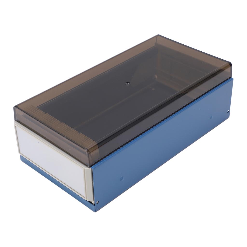 Index Card Holder Blue Extendable End Enlarged Space Transparent Plastic Sliding Design Desk Credit