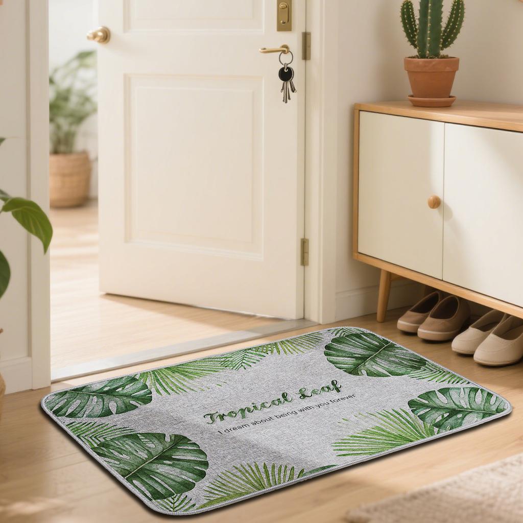 Цветочный льняной коврик для пола с принтом, придверный коврик для входа во двор, противоскользящий коврик для пола в ванной, ковер