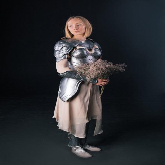 LARP Steel Protector - Fantasy Leg Armor Steel Nymph - Lady Warrior Steel Greaves - Pair - LARP Fantasy PROTE