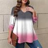 Women's Plus Size Fashion Printed Casual Pleated Round Neck Long Sleeve Top