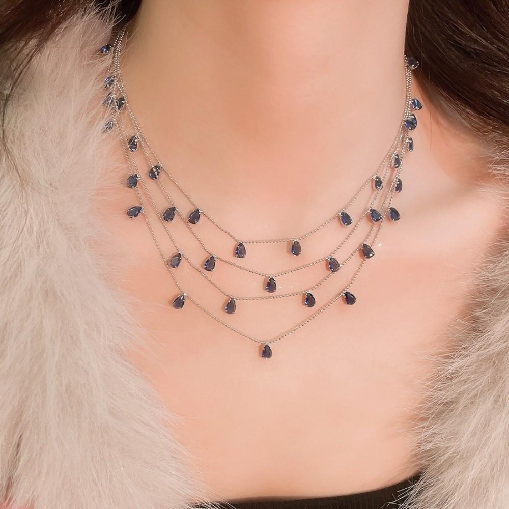 Light Luxury Water Drop Shining Choker Fashion Rhinestone Jewelry Crystal Tassel Necklace Women