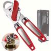 Manual Can Opener with Safety Cover and Ergonomic Red Handle - Heavy-duty and Easy To Grip Kitchen Tool, Perfect Gift for Christmas