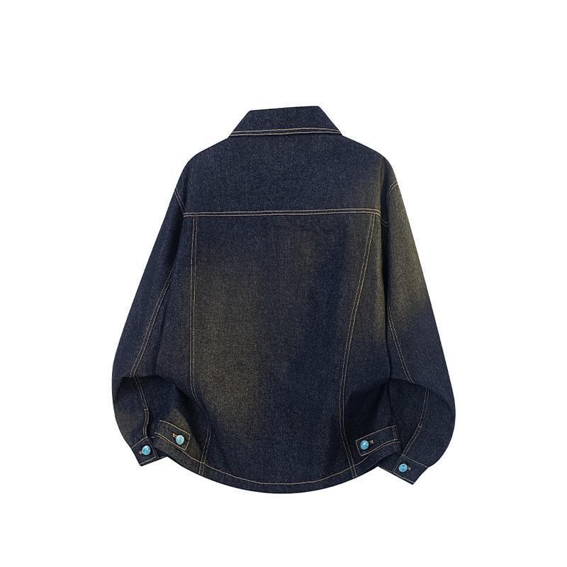 Mens Vintage Washed Denim Jacket Loose Fit Casual Outerwear Fall