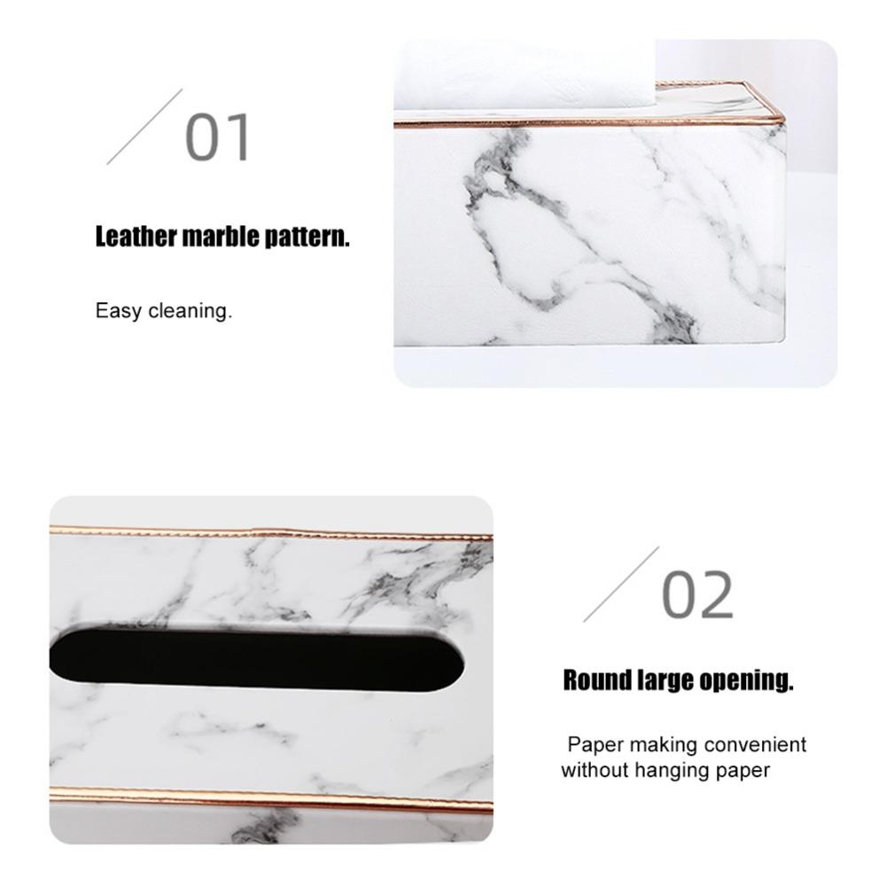 25*13.5*9.5cm White Marble Grain Leather Tissue Box Club & Restaurant Table Layout