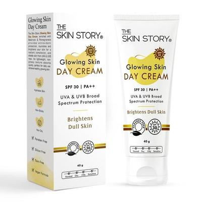 Дневной крем для сияющей кожи The Skin Story с солнцезащитным фактором SPF 30 | Питает, осветляет и защищает тусклую кожу | Легкая, нежирная формула | 40 г