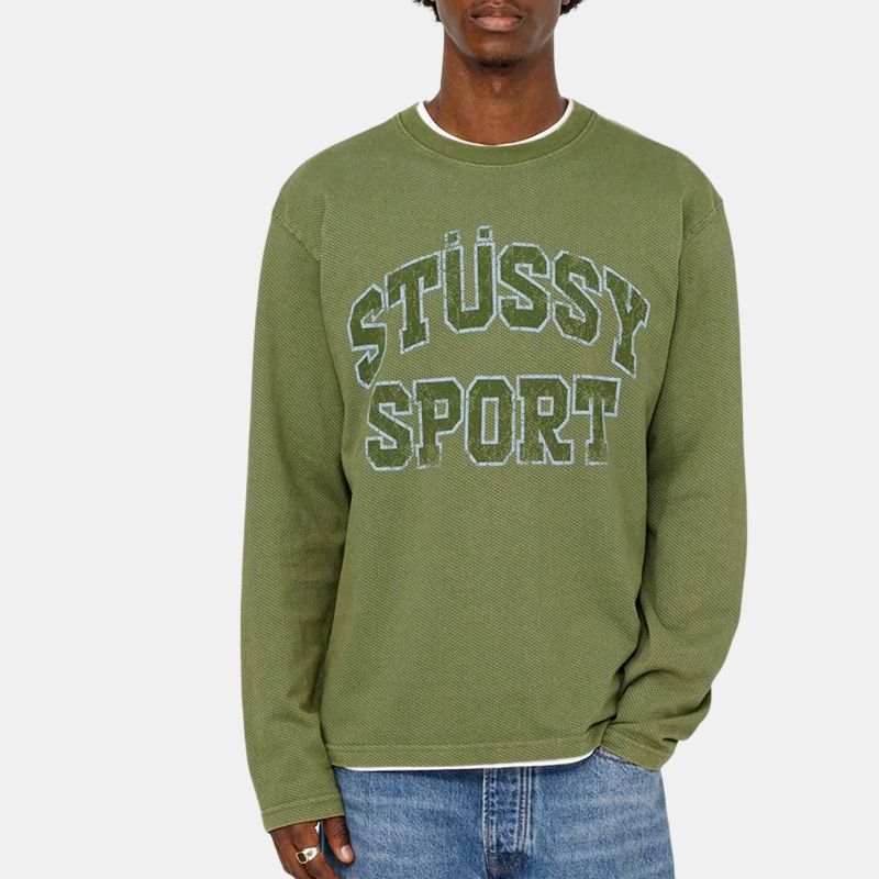 Stussy Хлопковая сетчатая футболка с круглым вырезом, 2 тона 1140357