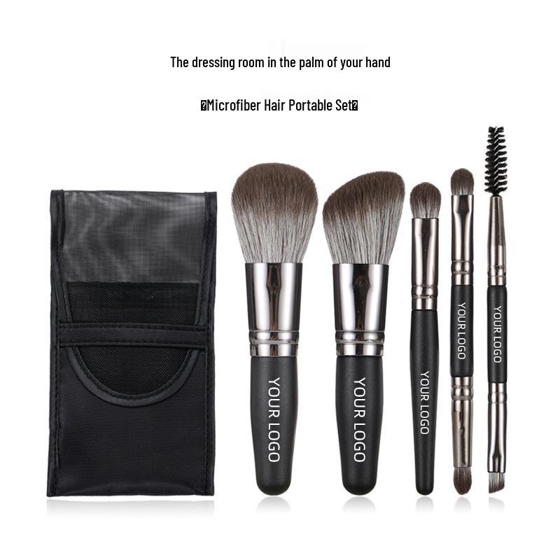 Portable Mini Animal Hair Makeup Brush Set - Soft Brushes for Eyeshadow, Powder, and Blush - Perfect for Beginners