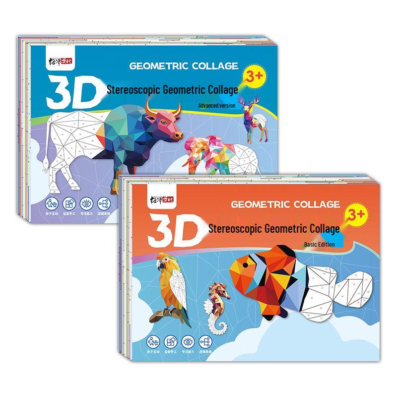 3D Geometric Collage DIY Creative Educational Stickers for Early Learning and Concentration Skills