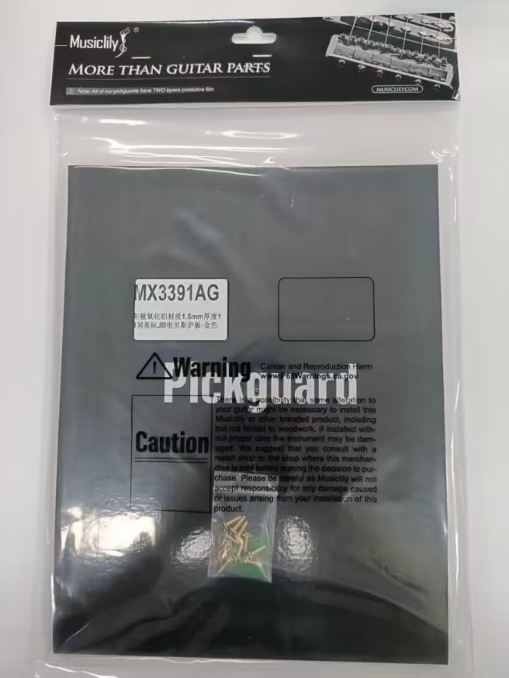 Musiclily Ultra 10-Hole Anodized Aluminum JB Jazz Bass Pickguard for 4-String Fender American Standard Jazz Bass Electric Bass, Gold