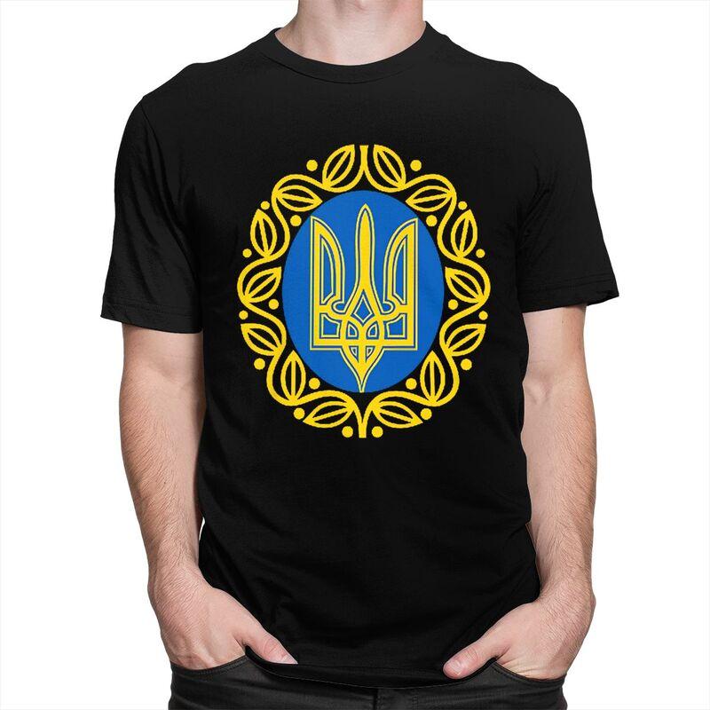Мужская футболка с индивидуальным гербом и флагом Украины, короткий рукав, 100% хлопок, повседневная футболка, украинский трезубец, модная футболка