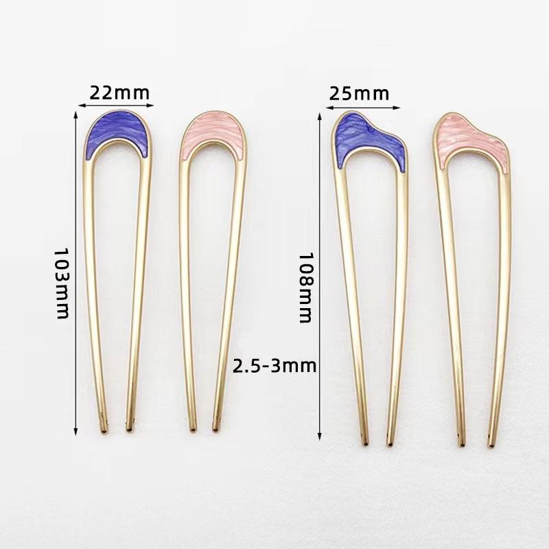 Металлические U-образные шпильки для волос, простые палочки для волос для женщин и девочек, серебряные, золотые, с эмалью, заколки для волос из сплава, головные уборы, аксессуары для волос