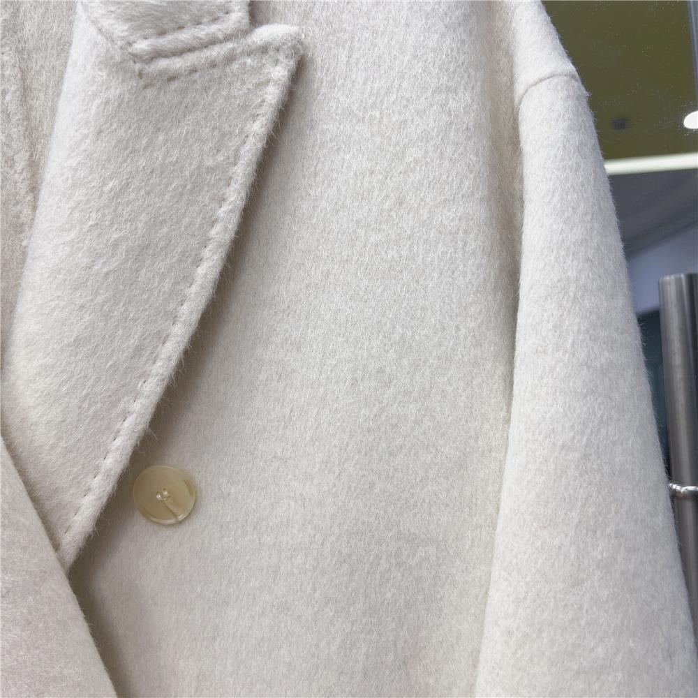 French Style Double-Breasted Reversible Wool Tweed Coat Women's Mid-Length Cashmere Blend Versatile Chic