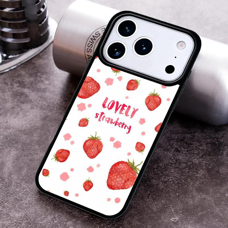 Pink Cherries Cherry Strawberry Phone Case for iPhone 17 16 15 Pro Max Air 14 13 12 11 Plus Shockproof Capa Cover