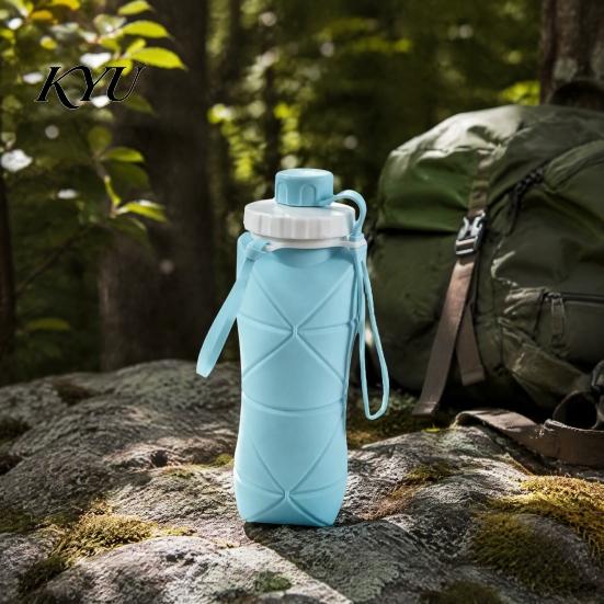 Space Saving Bottle for Outdoors 600ml Portable Foldable Water Bottle, Food Grade Silicone Telescopic Durable Collapsible Cup Trips Lightweight
