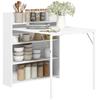 Kitchen Table, Folding Dining Table, with 4-Tier Shelves, Modern Drop-Leaf Table, White