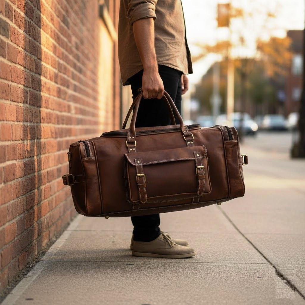 Кожаная спортивная сумка Кожаная дорожная сумка для багажа Сумка для выходного дня, семейная праздничная сумка