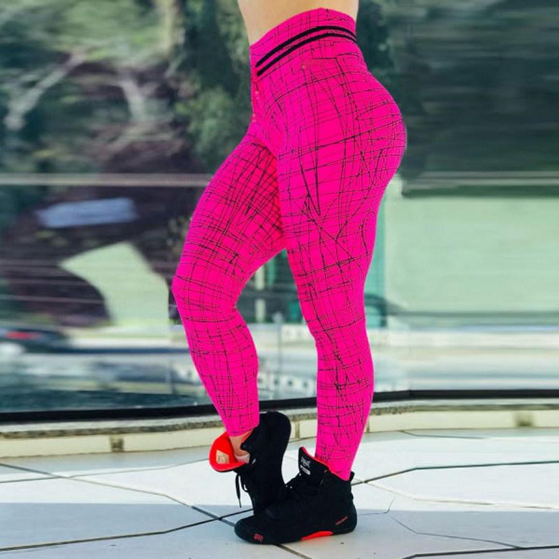 Fashionable Women's Pants with High Waisted Printed Fitness Base and Yoga Pants