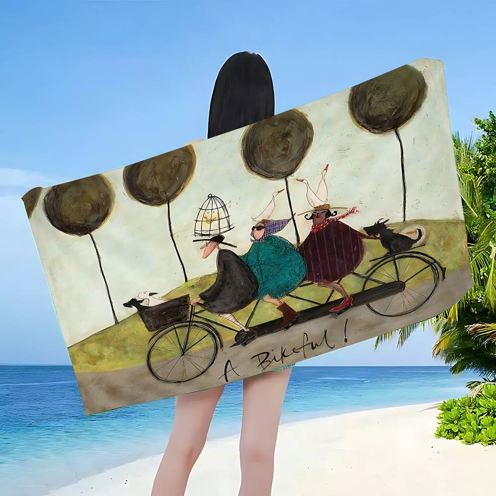 Sam Toft Art Abstract Landscape Big Microfiber Beach Towels Quick Dry Towel Sand Beach Towels Pool Towel for Travel Swim Pool