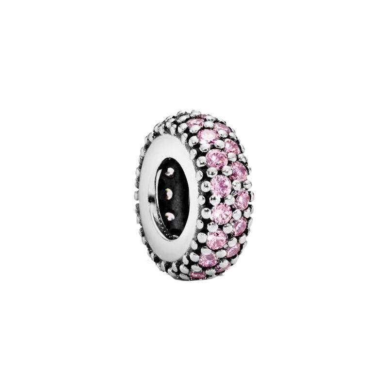Pandora Pink Sparkling Spacer Beads 925 Silver Synthetic Cubic Zirconia Necklace/Pendant Women's 791359PCZ