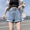 Classic and Minimalist Fashion Versatile Women's Summer Super High Waist Thin Loose Rolled Wide Leg A Word Denim Shorts Individuality and Trendiness
