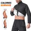 Men Sauna Sweat Suit Zipper Jacket Pants Set, High Collar Windproof Workout Body Shaper For Gym Running Fitness