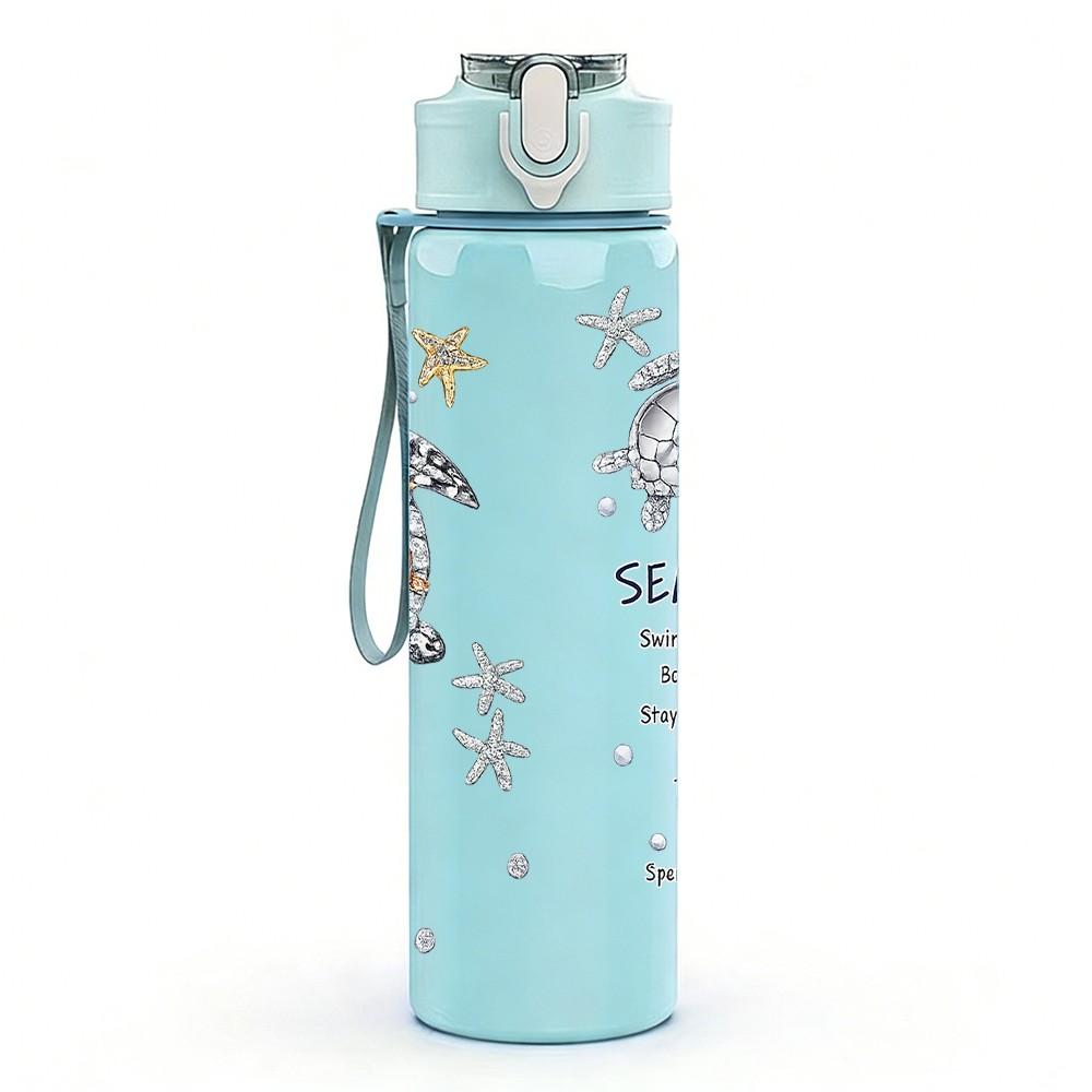 1PC Star Angel Faith Minimal Line Art Print 750ml Color Plastic Sports Water Bottle Leakproof Flip Straw Lid Suitable for Sports Office Home Use