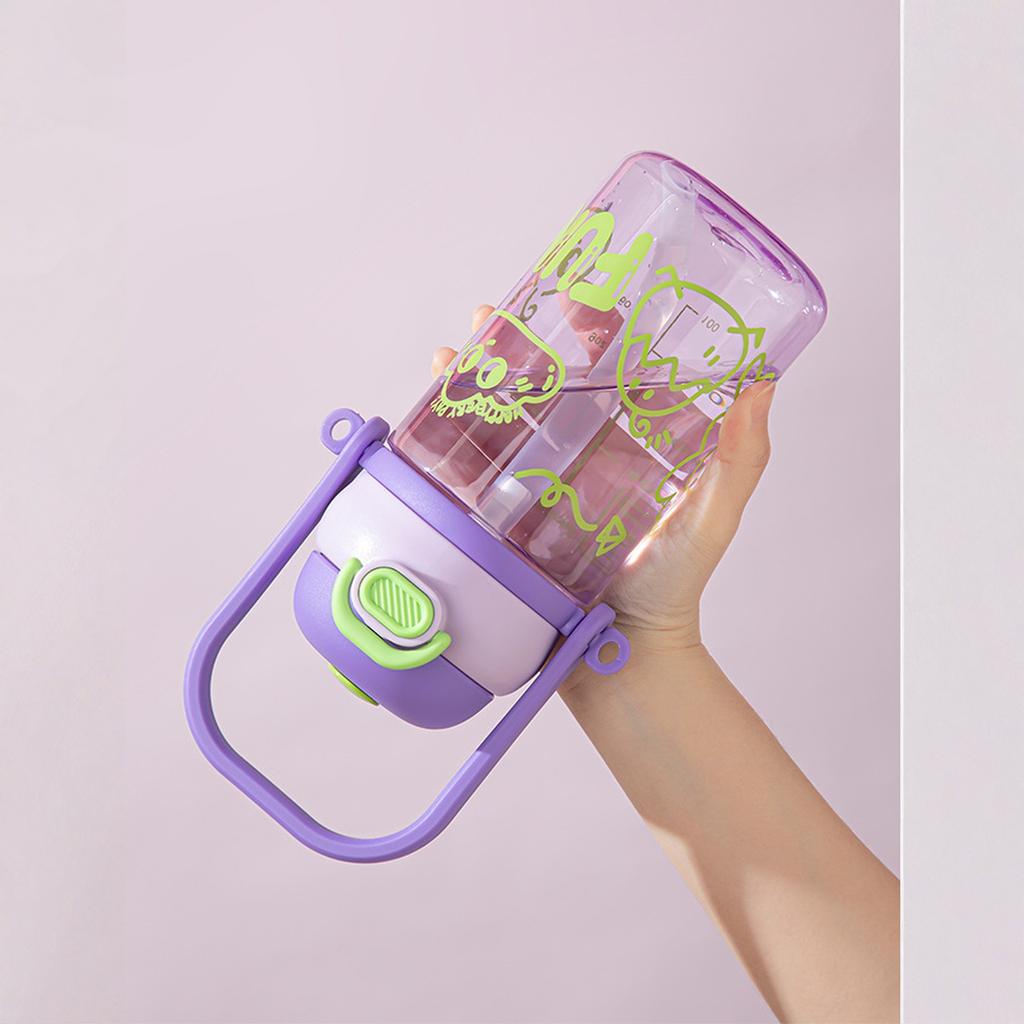 Мотивационная бутылка для воды с мерными делениями, Большая спортивная бутылка для воды с трубочкой и ручкой, 1.2 л (40 унций), Термостойкая, Двойное питье