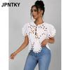 Женская Модная Повседневная Блузка/Рубашка JPNTKY Однотонная с Принтом, Короткий Рукав, V-образный Вырез