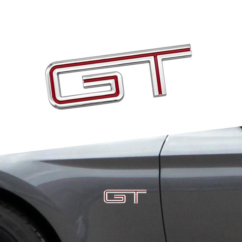 MJTU2 GT Logo 3D Chrome Metal Car Rear Trunk Logo Decal Badge Sticker For  Ford Mustang Shelby GT GT500 GT350 Car Styling Accessories