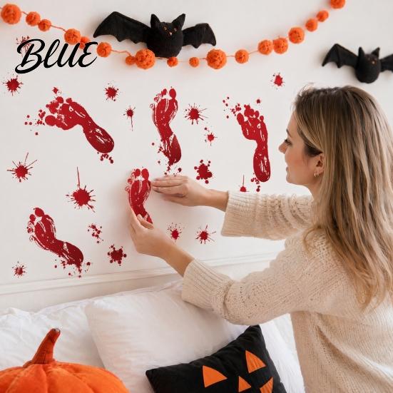 Decorative Window Film Halloween Blood Handprints/Footprints Wall Stickers Removable Decals Spooky Waterproof Scratch-resistant Decal DIY Decoration